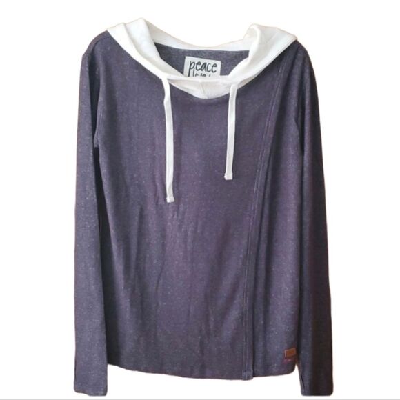 PEACE LOVE WORLD Womans Blue Gray Soft Open Style Hoodie Size XS - Picture 1 of 13